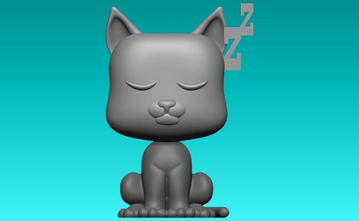 dormido gato animal figura 3d print model - Mito3D