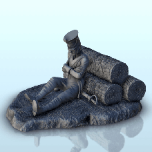 sleeping french napoleonic soldier 10 - great army napoleon xixth medieval terrain 3d print model - Mito3D