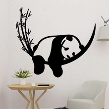 sleeping panda wall decor resting tree nature animal jungle 2d art silhouette interior 3d print model - Mito3D
