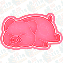 train dormir porcin biscuit coupeur ensemble timbre biscuits coupeurs animal porc dessin animé 3d print model - Mito3D