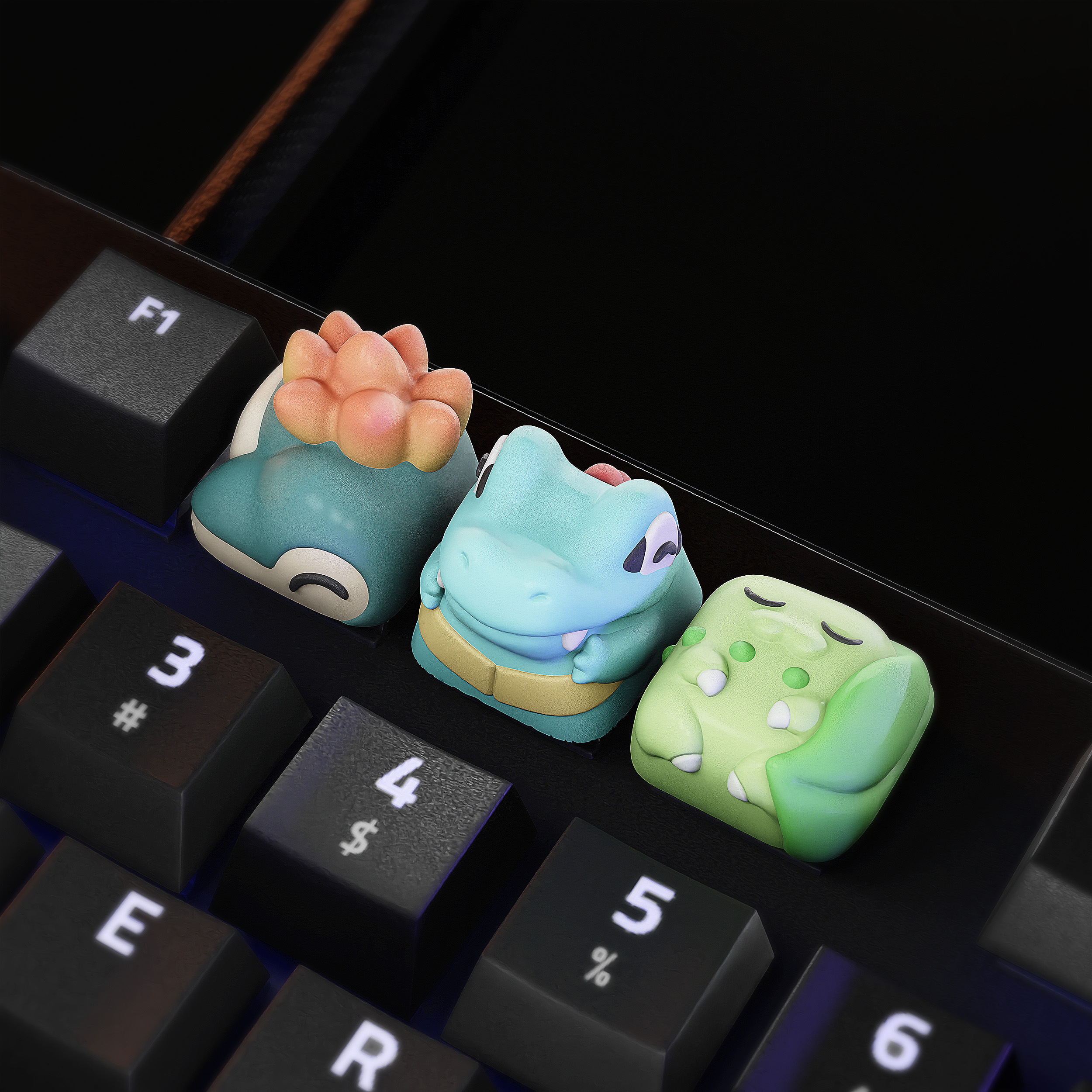 Schlafen Sack Tastenkappen mechanisch Pokémon Tastenkappe Cyndaquil Totodil Chikorita stl 3d Handwerker Kirsche mx Anime Tastatur 3D print model - Mito3D