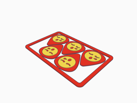 assonnato emoji pickcard chitarra basso elettrico acustico scegliere rosso dormire strumento musica roccia classico gruppo musicale collezione carta 3d print model - Mito3D