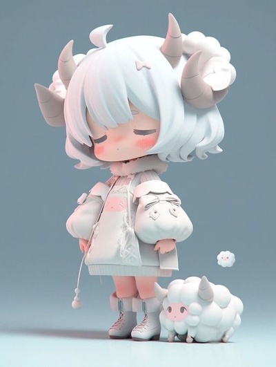 somnolent ram fille art mignonne chibi jouet anime 3d print model - Mito3D