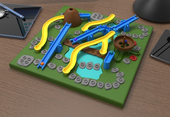 diapositiva escalera serpiente tablero juego niño niños juguetes familia mármol pelota 3d print model - Mito3D