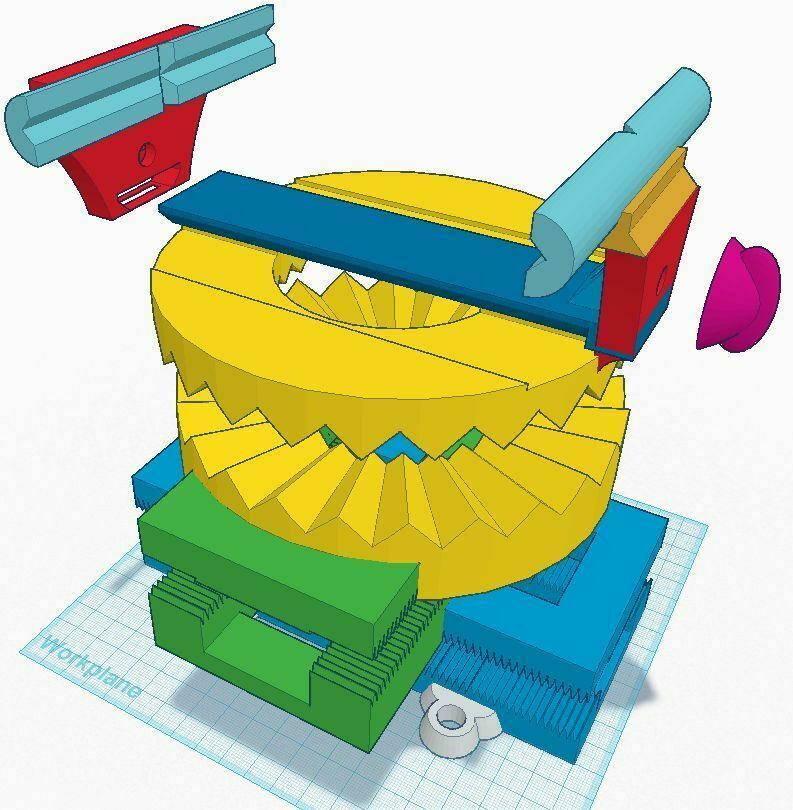 faire glisser vice v10 simplifié percer presse tourner tinkercad axis machine outils 3D print model - Mito3D