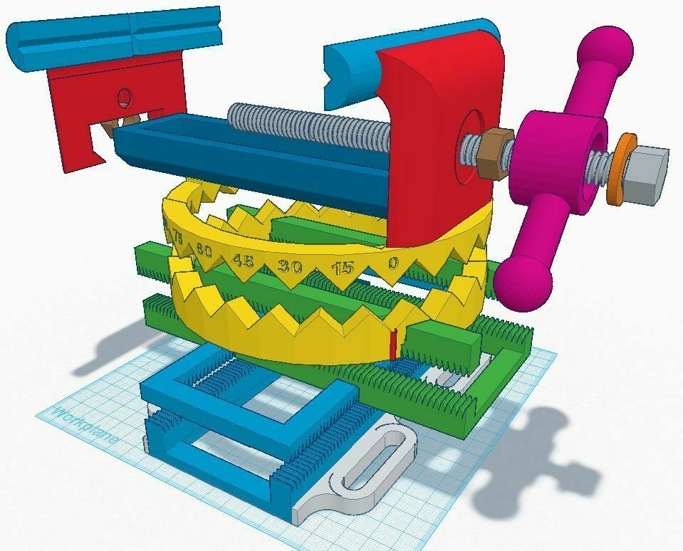 diapositiva morsa v20 trapano stampa hirth comune ruotare tinkercad x axis y macchina utensili 3D print model - Mito3D