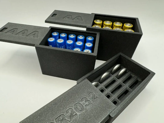 corredizo tapa batería almacenamiento cajas herramientas caja aa impresión surtido aaa ordenar cr2032 diapositiva sencillo compartimiento litio alcalino 3d print model - Mito3D