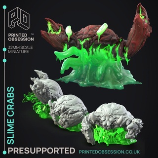 slime crabs - creatures presupported illustrated stats 32mm scale dnd d&d dungeons dragons miniature tabletop game pathfinder rpg creature monster 5e edition fantasy crab slimes 3d print model - Mito3D