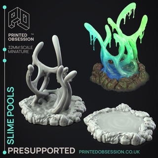 slime pools - scatter terrain presupported illustrated stats 32mm scale dnd d&d dungeons dragons miniature tabletop game pathfinder rpg creature monster 5e edition fantasy 3d print model - Mito3D