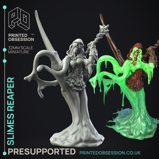 slime reaper - humanoid presupported illustrated stats 32mm scale dnd d&d dungeons dragons miniature tabletop game pathfinder rpg creature monster 5e edition fantasy fighter 3d print model - Mito3D