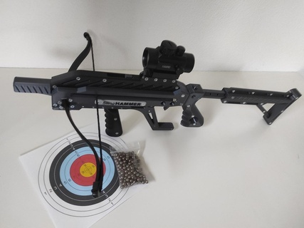 slinghammer - repeating crossbow pistol 6mm 8mm 10mm 12mm steel balls bolthammer slingshot rifle gun archery adderini miniadder airsoft 3d print model - Mito3D