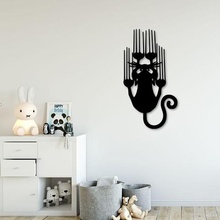 slipping cat wall decoration art room indoor animal artistic printing 3d model silhouette profile home 3d print model - Mito3D