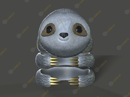 sloth ring cute friendly gift jewel kawaii 3d print model - Mito3D