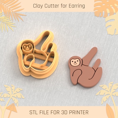 sloth summer clay cutter tools earring turtle beach shell 3d print model - Mito3D