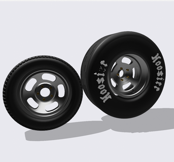slotted mag large set scale model car truck wheels tires mags drag gasser hoosier slicks 3d print model - Mito3D