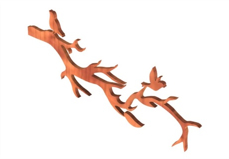 piccolo uccello ramo arte uccelli trapano natura parete decorazione deco 2d ingoiare 3d print model - Mito3D