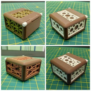 pequeña ataúd 4 tipos embutido caja steampunk engranaje engranajes romano enrejado circulos patrón aleatorio simétrico 3d print model - Mito3D