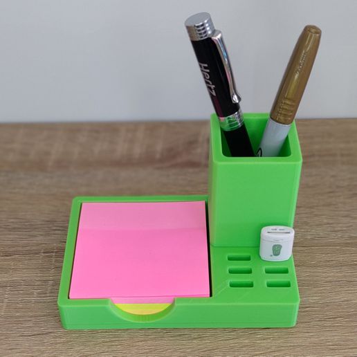 pequeña escritorio organizador enviar notas plumas USB soporte lapices organizar 3D print model - Mito3D