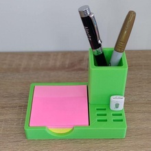 small desk organiser post notes - pens usb holder pencils organise 3d print model - Mito3D