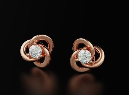 petit boucles d'oreilles filles diamants 545 bijoux 3dprinted conception mode or d'or bijou impression imprimable prototypage argent 3d print model - Mito3D