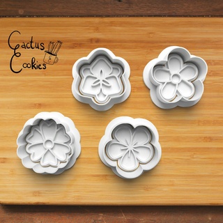small flowers cookie cutter set 0331 Home present gift love christmas xmas baking fondant clay anniversary birthday with stamp polymer embosser commercial license patreon flower bouquet coffee 3d print model - Mito3D
