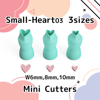 small hear03t 3 polymer mini clay cutters cookie sugar craft sizes w6mm 8mm 10mm polymerclay cutter jewelry making cooking valentinexcults heart 3d print model - Mito3D
