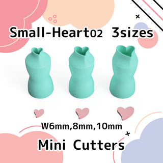 small heart02 3 polymer mini clay cutters cookie sugar craft sizes w6mm 8mm 10mm polymerclay cutter jewelry making cooking valentinexcults heart 3d print model - Mito3D