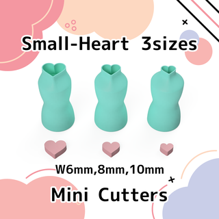 small heart 3 polymer mini clay cutters cookie sugar craft sizes w6mm 8mm 10mm polymerclay cutter jewelry making cooking valentinexcults 3d print model - Mito3D