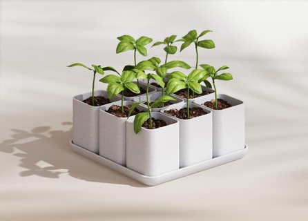 small herbs plantern system plant pot design style basil grow garden 3d print model - Mito3D