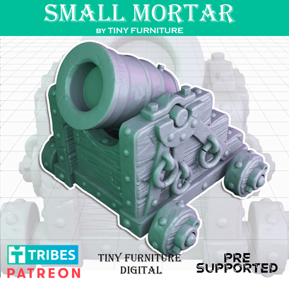 small mortar medieval artillery game tabletop miniatures roleplaying fallout d&d dnd pathfinder rpg 3d print model - Mito3D