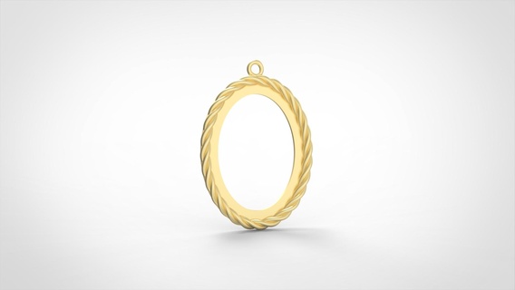 small oval hollow corded border cord pendant orla cordoncillo photoenamel 3d print model - Mito3D