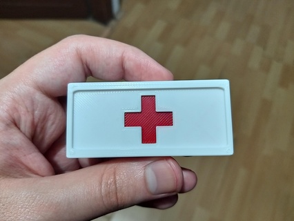 small pill box gift medicine pillbox red cross lid slide 3d print model - Mito3D
