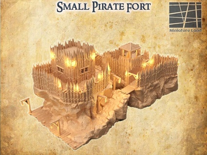 small pirate fort 28 mm tabletop terrain rpg dnd castle supportfree old wood cliff structure playable interior modular 28mm 25mm 15mm wargame 3d print model - Mito3D