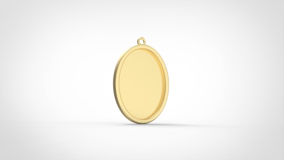 small plain oval border pendant orla smooth photoenamel 3d print model - Mito3D