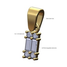 small rectangular diamond cluster pendant bail 3d print model 3d print model - Mito3D