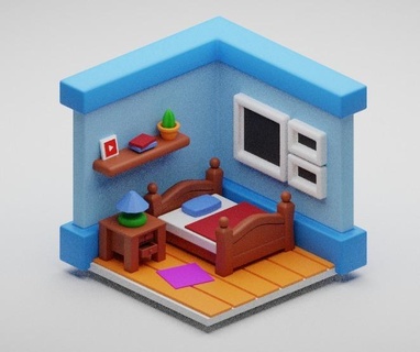 small room model model room room bedroom bed bed game assemblable house  3d print model - Mito3D