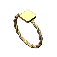 pequeña cuadrado trenzado cable banda tamaños 5to9 3d impresión modelo joyería joya sello imprimible oro plata libra esterlina anillo grabado initals grabable 3d print model - Mito3D