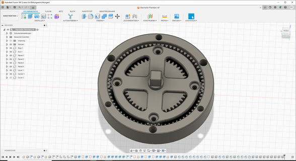 klein stapelbar planetarisch Getriebe Ausrüstung Spielzeug Mechanismus Bildung Ingenieurwesen 3d print model - Mito3D