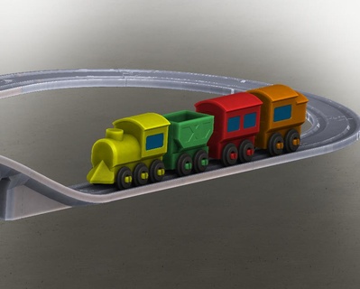 small train complete toy locomotive wagon rail bridge circuit van 3d print model - Mito3D