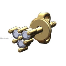 klein dreieckig Cluster Diamant Zucht Ohrring 3d drucken Modell Schmuck Gold Silber druckbar niedlich einfach 3d print model - Mito3D