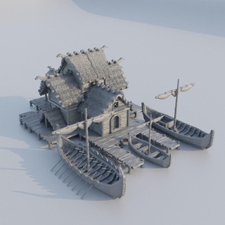 küçük viking Liman 28 mm masaüstü arazi rpg dnd ev Ortaçağa ait desteksiz eski liman sahil yapı oynanabilir iç modüler 28mm 25mm 15mm savaş oyunu 3d print model - Mito3D