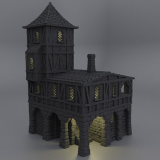small village prison 28 mm tabletop terrain rpg dnd medieval supportfree old stone house structure playable interior modular 28mm 25mm 15mm wargame 3d print model - Mito3D