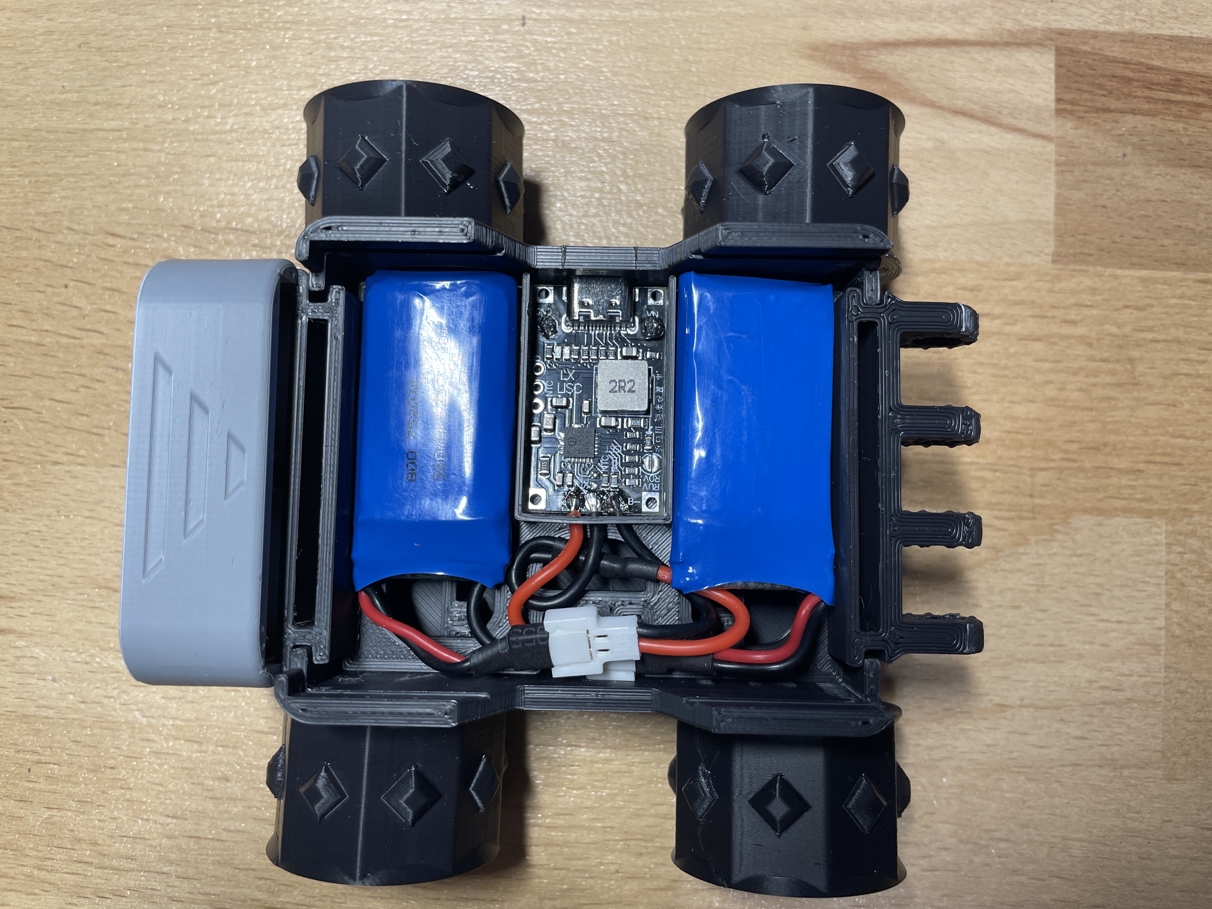 smars lipo batería soporte 2s 7 4v módulo cargador juego v4 3D print model - Mito3D