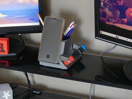 smartphone soporte lápiz taza USB telefonosxcultos apoyo almacenamiento oficina 3d print model - Mito3D