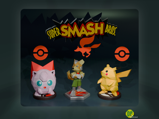 fracasser bros 64 pack 3 équipe renard pikachu jigglypuff jeu nintendo objets collection personajes 3d print model - Mito3D