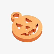 lächeln trinket gadget halloween funny crazy pumpkin round circle souvenir symbol cutout shape silhouette keychain happiness happy fortune 3d print model - Mito3D