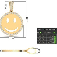 smiley colgante pendiente joyería joya oro stl diamante 3d print model - Mito3D