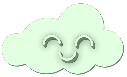smiling cloud 40mm cookie cutter cloud smiling 40mm cookie cutter  3d print model - Mito3D