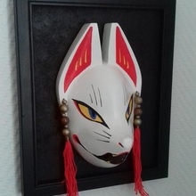 sonriente kitsune máscara Moda mazo japonés zorro cosplay 3d print model - Mito3D