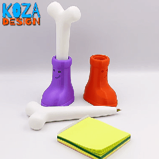 smiling red boot bone pen holder body stl 3dprint easy print hype 3d print model - Mito3D